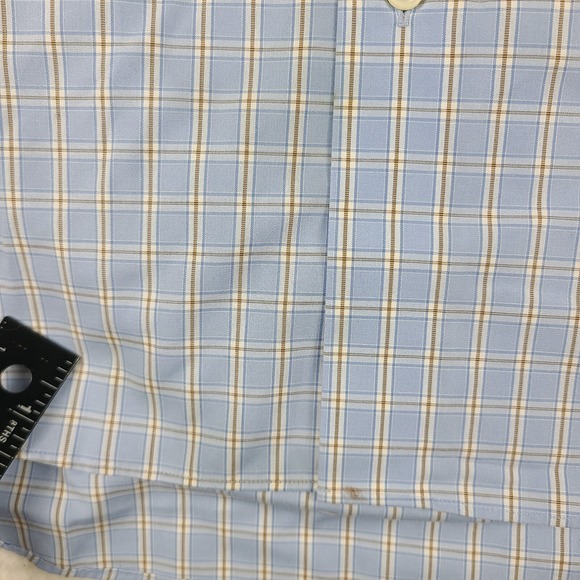 Joseph Abboud Dress Shirt Mens XL Blue Brown Check Non Iron Cotton Button Up - Picture 5 of 11
